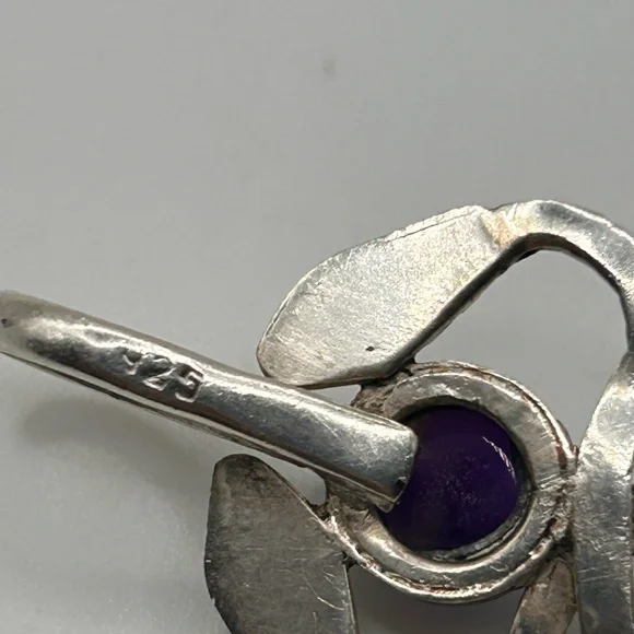 Multi-Gemstones Sterling Silver 925 Long Pendant Turquoise, Amethyst, Lapis... - Picture 3 of 6